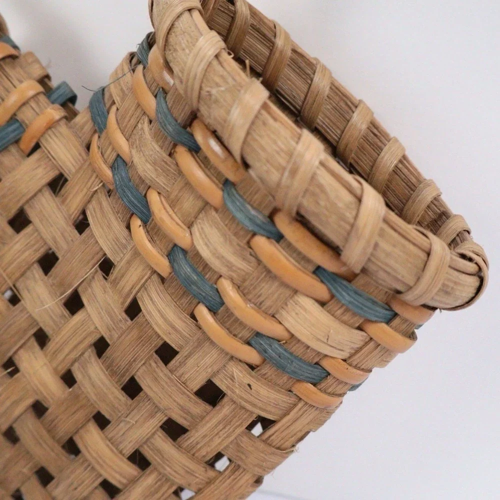 VTG Woven Wall Basket Heart Shape Hand Crafted Double Opening Cottage Core 80s